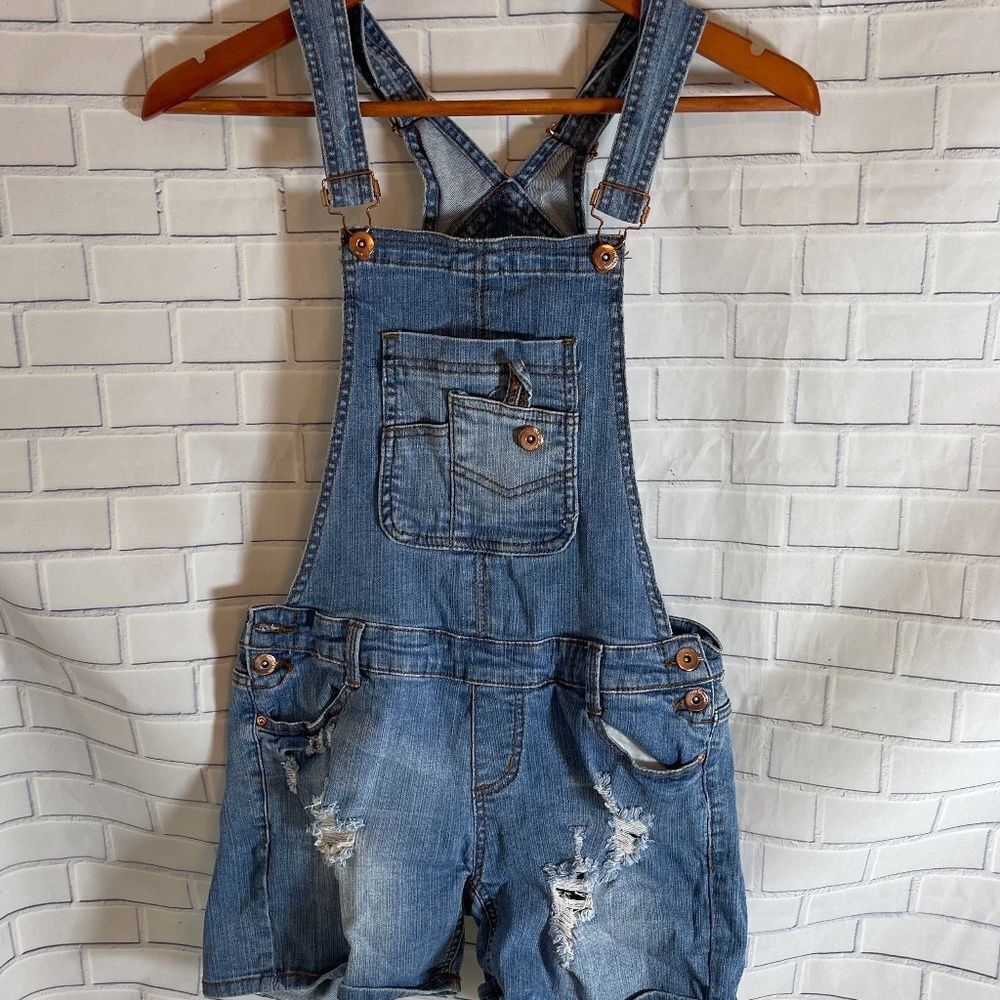 C'est Toi Jeans Distressed Denim Shortalls Sz S